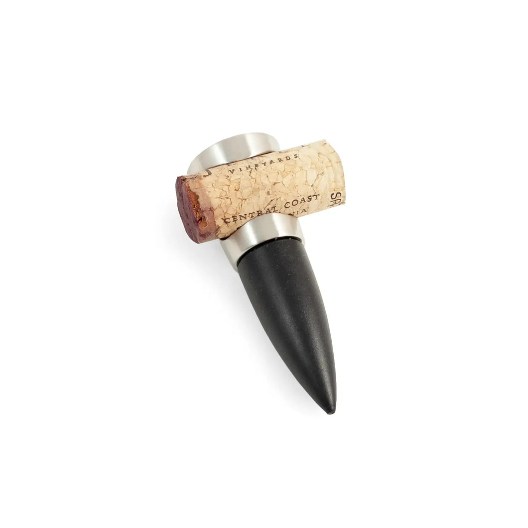 Black And Silver Cork Holding Wine Stopper