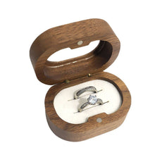 Load image into Gallery viewer, Oval Walnut Wooden Ring Box
