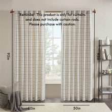 Load image into Gallery viewer, Plaid Rod Pocket and Back Tab Curtain Panel with Fleece Lining Natural 50x95 [Online Only]
