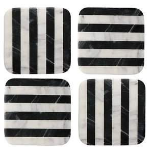 Black & White Stripe Marble Coasters (set of 4)