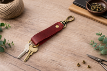 Load image into Gallery viewer, Genuine Leather Keychain with Ring
