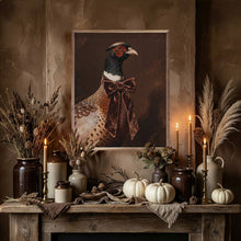 Load image into Gallery viewer, Brown Velvet Bow Pheasant Wooden Wall Art 16x20
