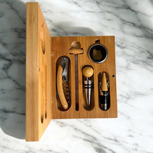 Load image into Gallery viewer, Bamboo Wine Tool Set in Bamboo Box
