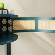 Load image into Gallery viewer, Boho Rattan Semi Circle End Table With Sliding Rattan Door [Online Only]
