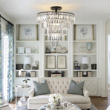 Load image into Gallery viewer, 20' Black Crystal Chandelier Ceiling Light, Modern Luxury 10-Light Flush Mount [Online Only]
