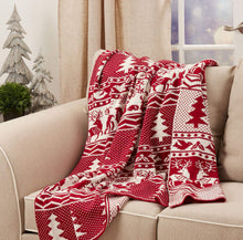 Load image into Gallery viewer, Reversible Christmas Design Knitted Throw Blanket 50" W x 60" L [Online Only]

