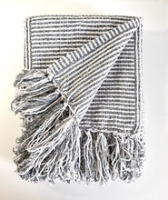 Load image into Gallery viewer, Chenille Woven Striped Tassel Throw Blanket 50" W x 60" L [Online Only]
