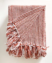 Load image into Gallery viewer, Chenille Woven Striped Tassel Throw Blanket 50" W x 60" L [Online Only]
