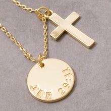 Load image into Gallery viewer, Gold Dipped Cross and Coin Pendant Chain Necklace

