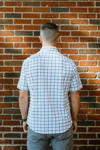 Load image into Gallery viewer, Navy Light Blue Windowpane Short-Sleeve Shirt
