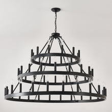 Load image into Gallery viewer, 39.37 Inch 3-Tiers Wagon Wheel Chandelier [Online Only]

