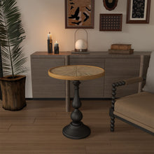 Load image into Gallery viewer, Round End Table With Pedestal Base &amp; Natural Wood Top [Online Only]
