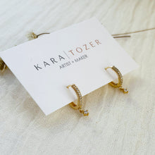 Load image into Gallery viewer, Dainty Solitaire Huggie Hoops
