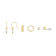 Load image into Gallery viewer, Dainty Bead Gold &amp; Brown Earrings Set of 3
