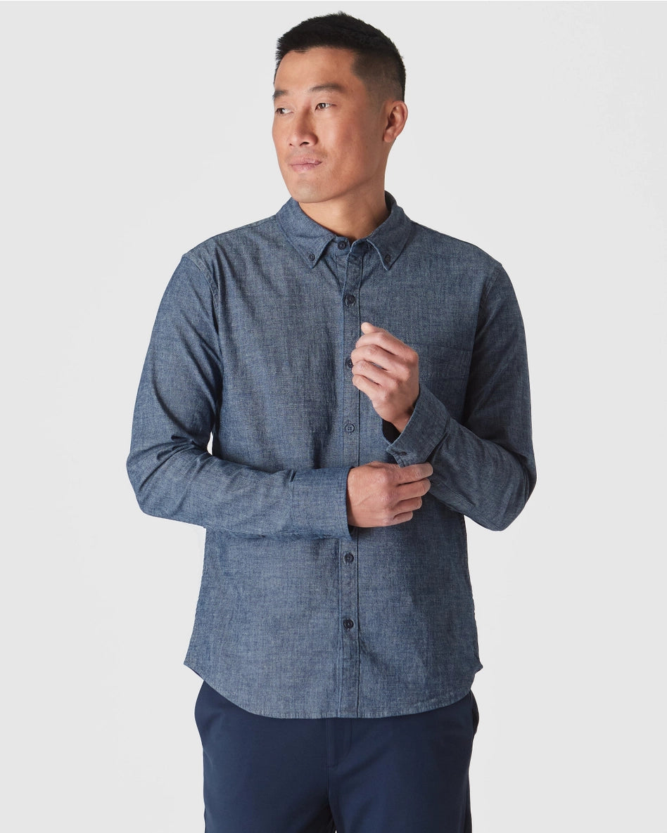Long Sleeve Chambray Shirt Medium Indigo Wash