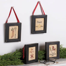 Load image into Gallery viewer, Be Merry Believe Peace Christmas Framed Stitchery Ornament/Art (4 Styles)
