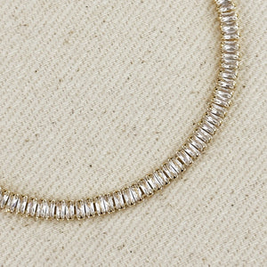 18k Gold Filled Baguette Cut Cz Tennis Bracelet