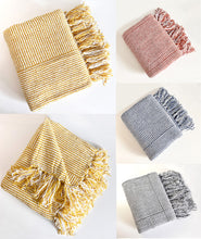 Load image into Gallery viewer, Chenille Woven Striped Tassel Throw Blanket 50" W x 60" L [Online Only]
