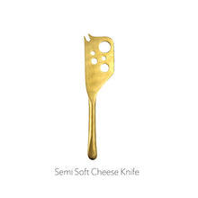 Load image into Gallery viewer, Barcelona Matte Gold Stainless Steel 5 Piece Cheese Service Gift Set [Online Only]
