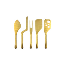 Load image into Gallery viewer, Barcelona Matte Gold Stainless Steel 5 Piece Cheese Service Gift Set [Online Only]
