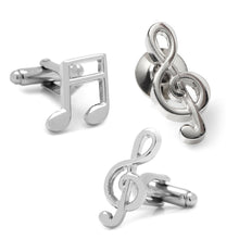 Load image into Gallery viewer, Music Notes Cufflinks &amp; Lapel Pin Gift Set [Online Only]
