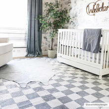 Load image into Gallery viewer, Alie Blue Gray Checkered Washable Rug [Online Only]
