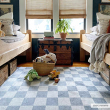 Load image into Gallery viewer, Alie Blue Gray Checkered Washable Rug [Online Only]
