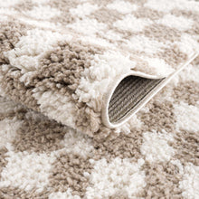 Load image into Gallery viewer, Kieu Taupe Checkered Shag Rug [Online Only]
