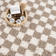 Load image into Gallery viewer, Kieu Taupe Checkered Shag Rug [Online Only]
