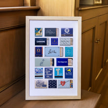 Load image into Gallery viewer, Blue Matchbook Collage Poster w/Frame Options [Online Only]
