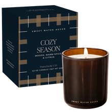 Load image into Gallery viewer, Cozy Season Soy Candle - Boxed Amber Tinted Glass Jar - 12 oz [Online Only]
