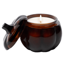 Load image into Gallery viewer, Hello Fall Soy Candle - Amber Glass Pumpkin Jar - 20 oz [Online Only]
