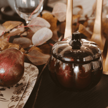 Load image into Gallery viewer, Hello Fall Soy Candle - Amber Glass Pumpkin Jar - 20 oz [Online Only]
