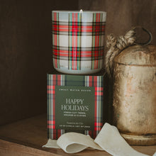 Load image into Gallery viewer, Happy Holidays Soy Candle - Boxed Tinted Glass Jar - 12 oz (Christmas) [Online Only]
