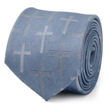 Load image into Gallery viewer, Blue Textured Cross Men's Tie [Online Only]
