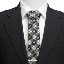 Load image into Gallery viewer, Black Plaid Stag Men's Tie [Online Only]
