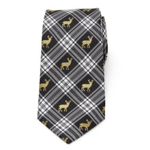 Load image into Gallery viewer, Black Plaid Stag Men's Tie [Online Only]
