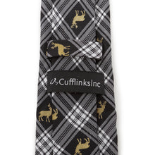 Load image into Gallery viewer, Black Plaid Stag Men's Tie [Online Only]
