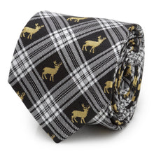 Load image into Gallery viewer, Black Plaid Stag Men's Tie [Online Only]
