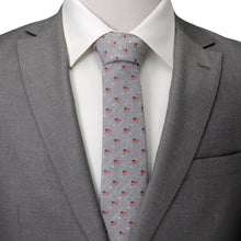 Load image into Gallery viewer, Light Gray Herringbone American Flag Men's Tie [Online Only]
