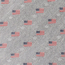 Load image into Gallery viewer, Light Gray Herringbone American Flag Men's Tie [Online Only]
