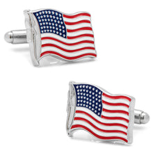 Load image into Gallery viewer, American Waving Flag Cufflinks and Tie Bar Gift Set [Online Only]
