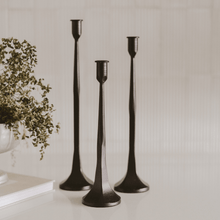 Load image into Gallery viewer, Black Cast Iron Taper Candle Holders [Online Only]
