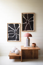 Load image into Gallery viewer, Set of 2 Black and White Framed Abstract Prints Under Glass
