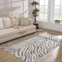 Load image into Gallery viewer, Gray Ecorse Zebra Print Area Rug [Online Only]
