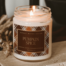 Load image into Gallery viewer, Pumpkin Spice Soy Candle - Patterned 9 oz - Clear Jar [Online Only]

