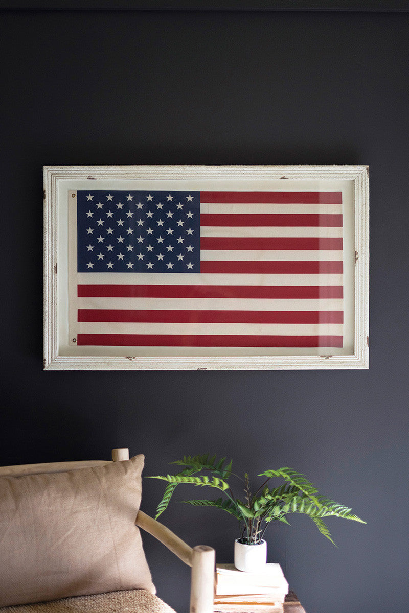 Framed America Flag Under Glass