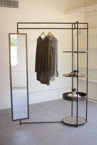 Metal Clothing Rack with Tall Rectangle Mirror