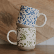 Load image into Gallery viewer, Green Delft 14 oz Stoneware Coffee Mug [Online Only]
