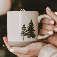 Load image into Gallery viewer, Green Trees 14 oz Cream Stoneware Coffee Mug [Online Only]
